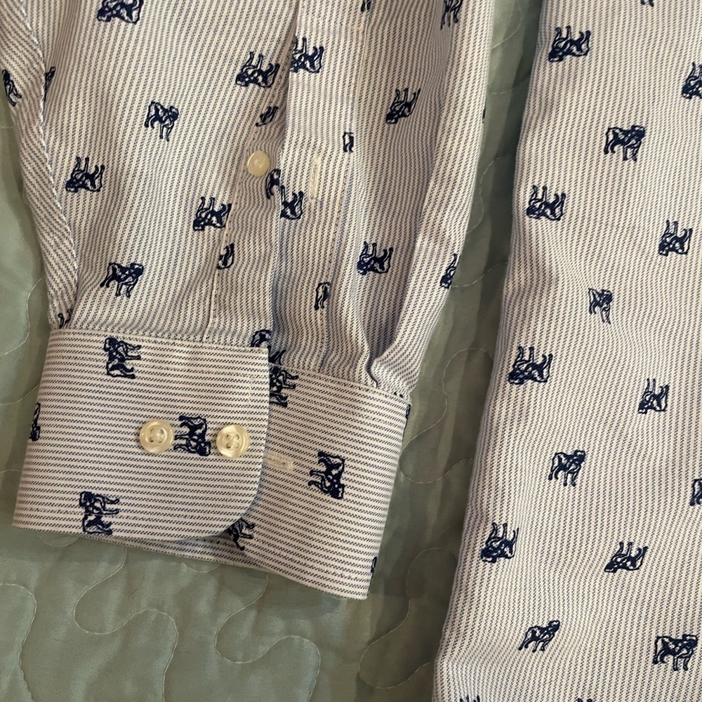 Stafford Travel Oxford Light Blue 18.5 Wrinkle Free Bulldog - Picture 5 of 9